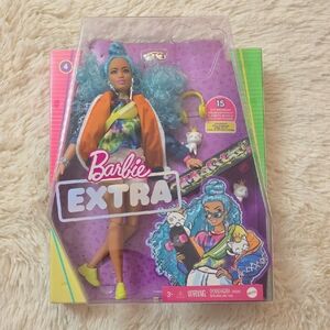 Barbie Extra Doll with Light Blue Hair and Orange Jacket, Matel,